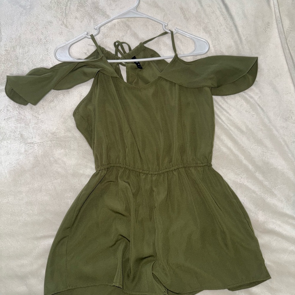 Olive Green Off-Shoulder Romper